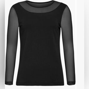 Anatomie Black Mesh Sleeve Top